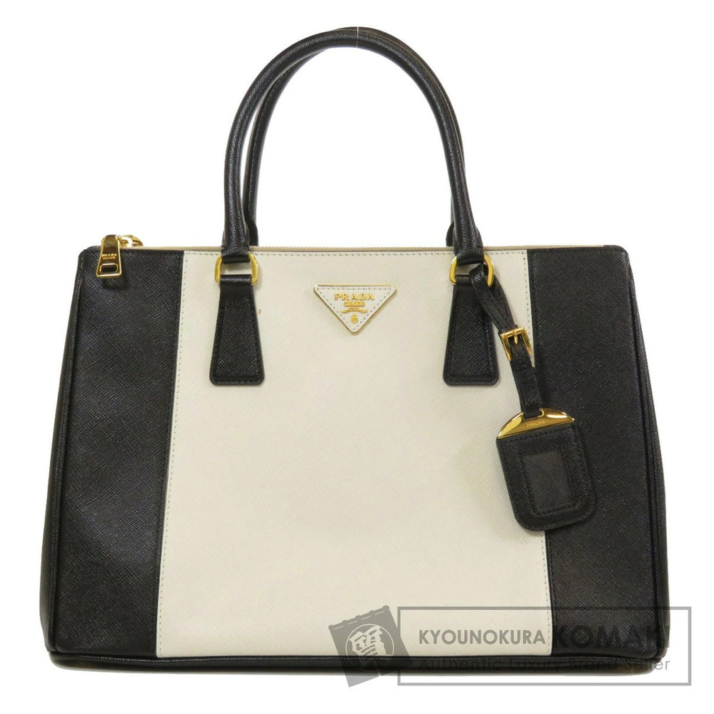 Prada Galleria handbag black white Saffiano leather